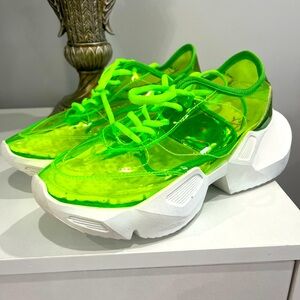 YOKI Neon Green Transparent Sneakers